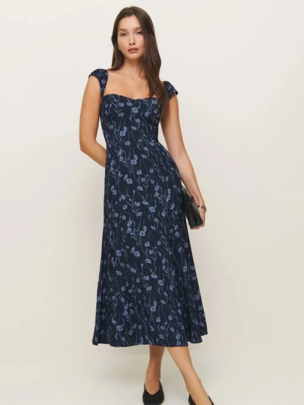 Reformation Bryson Midi Dress in Georgia Blue Size 12 NWT